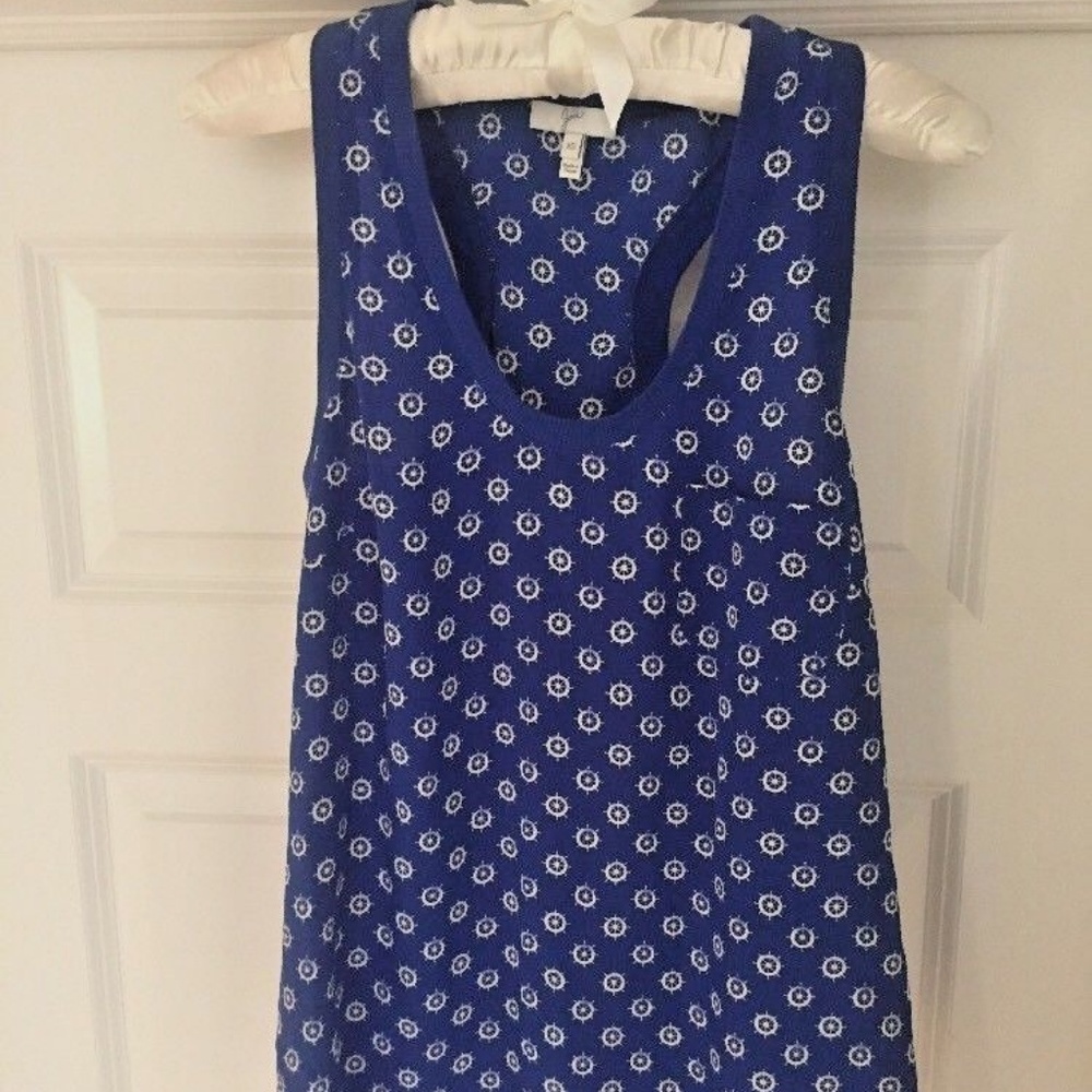 JOIE 100% SILK BLUE ANCHORS TANK CAMI  XS